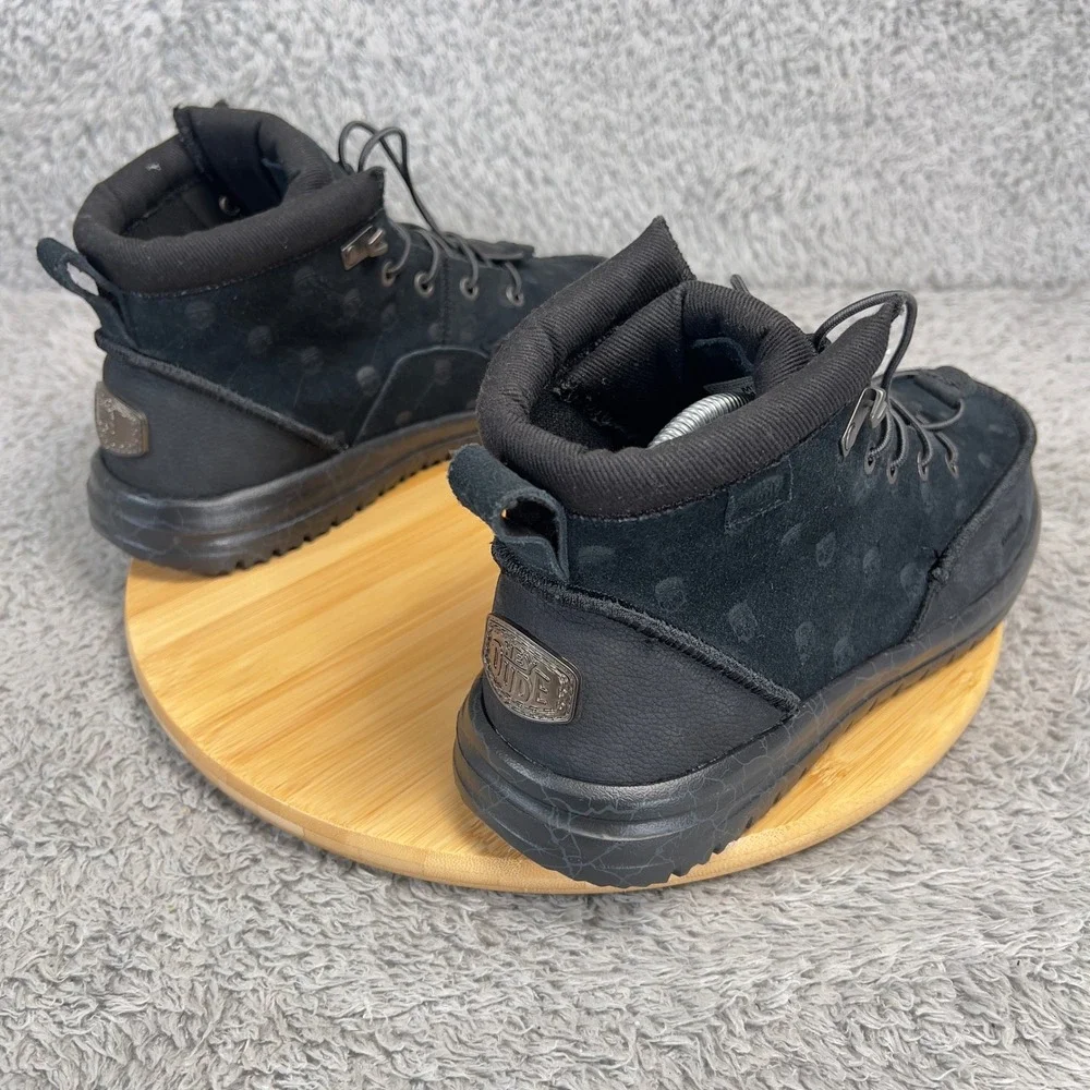 Hey Dude Jelly Roll Bradley Suede High Top Boots Men 9 Black Skull 45334-0PH NWT